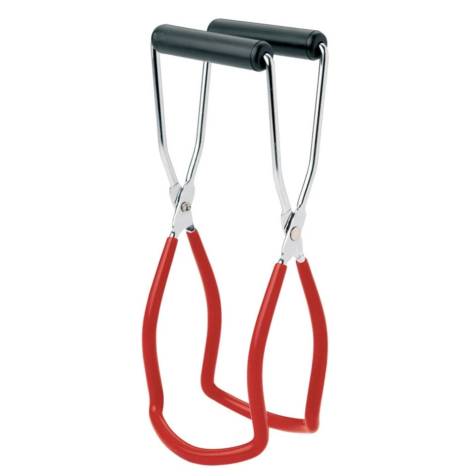 Agarrador de tarros de conservas - Pinzas, levantador asas de plástico negro goma roja sobre metal Foto 4 de 4