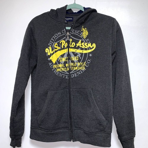 US POLO ASSN Zip-Front DARK GREY Hoodie, YOUTH 18 THE ADDITION OF EXCELLENCE.