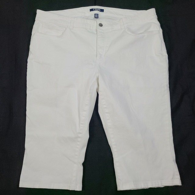 Chaps Women Denim Capri Pants 18W White Stretch Plus Size 18+/ 40 Mid