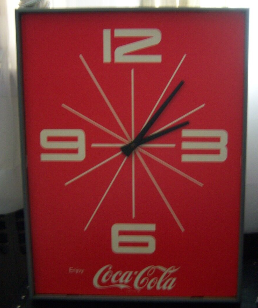 Vintage 1970's COCACOLA Plastic Battery Wall Clock 23 1/2"x18" Works good eBay