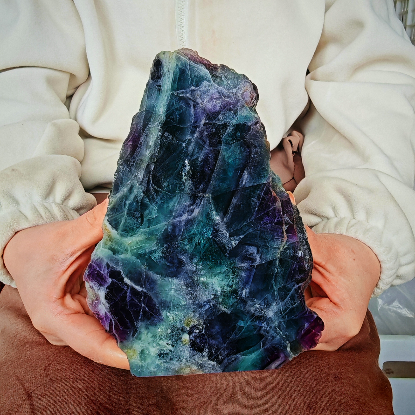 5.34LB Natural Fluorite Quartz Crystal mineral Specimen Healing