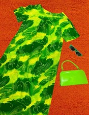 Vintage 1960's/1970's DayGlo Neon Green Psychedelic Muumuu Hawaiian Maxi Dress