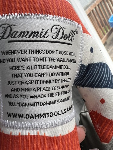 DAMMIT DOLL 12” Plush Stuffed Stress Relief Red/white/ Blue Hair - Picture 3 of 3