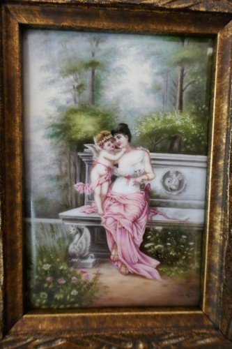 ANTIQUE KPM BERLIN PORCELAIN PLAQUE VENUS AND CUPID HANDPAINTED - Picture 2 of 12