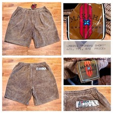 New Vtg 90's Makaha Surf Pohahu Corduroy Shorts Men's Large Brown Hawaii Beach