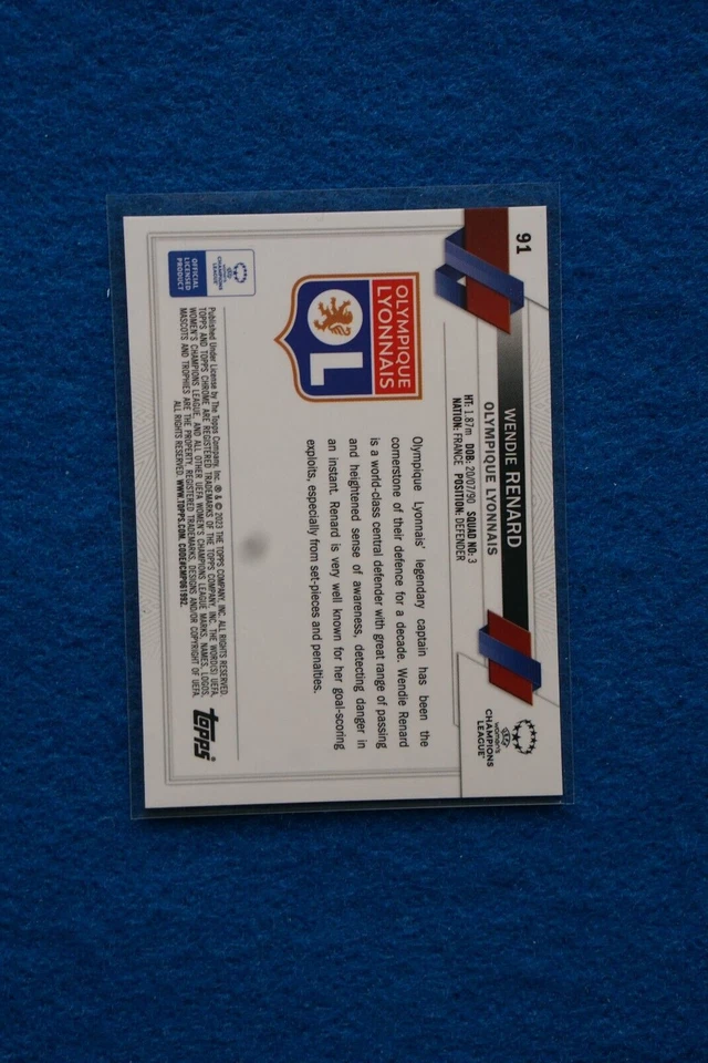 2023 Topps Chrome UEFA Women's Socc #91 Wendi Renard RC 189/299 Olympic Lyonnais - Image 2 of 2