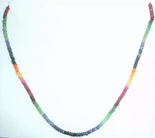 Collier Regenbogen-Saphir mit Smaragd Edelsteine facettiert ca. 50ct 46 cm S 925 - Bild 8 von 18