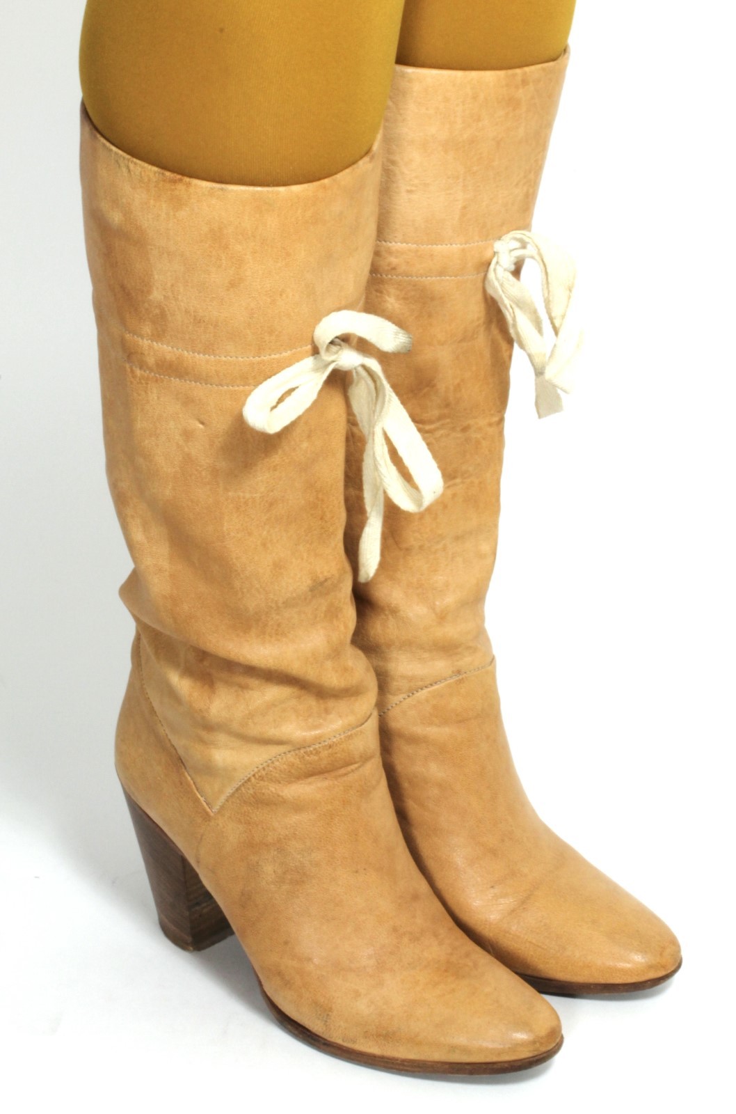 Botas de mujer botas vintage Blogger Boots tacón de cuero Buttero Italy 36