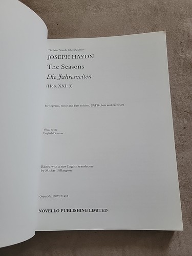 THE SEASONS - Haydn - 2001 - VOCAL SCORE - SATB - ENGLISH/GERMAN - New - Imagen 3 de 4