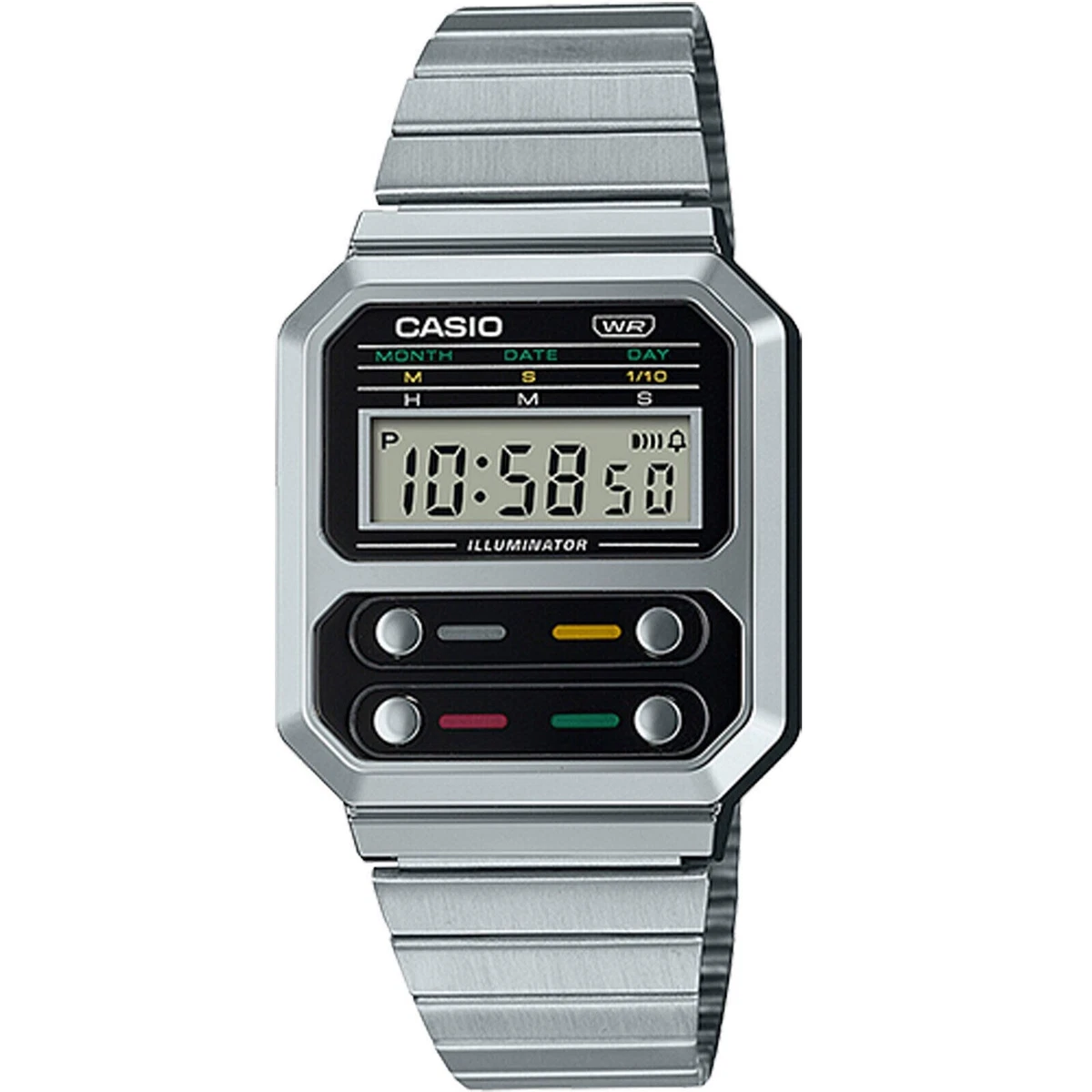 G Shock By Casio Men s A100WE 1A Silver Digital Watch Timepiece