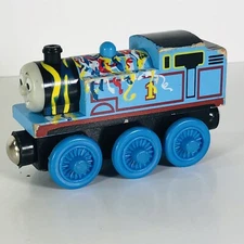 Wooden Railway Happy Birthday Thomas the Train Tank Engine Rare Blue #1