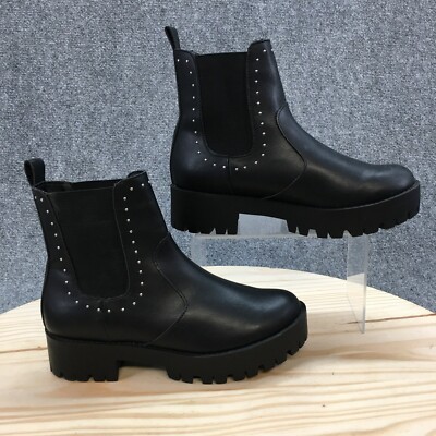 Madden Girl Boots Womens 6.5 M Cabell Chelsea Booties Black Faux Leather Pull On