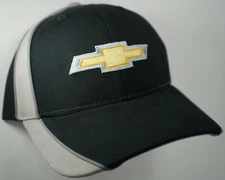 Hat Cap Licensed Chevrolet Chevy Bowtie Performance Black Grey Piping CF