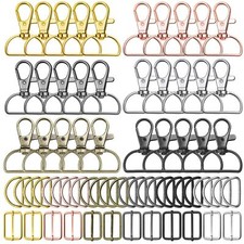 90 Pcs Swivel Clasps with D Rings and Slide Buckles for Keychain Purse Bag
