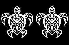 Tribal Sea Turtle Native American White Vinyl Decal Car Laptop Tablet Window