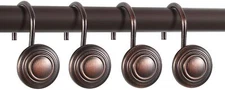 Round Oil Rubbed Brushed Bronze Shower Curtain Hooks ~ New ~ 12 Shower Rings 
