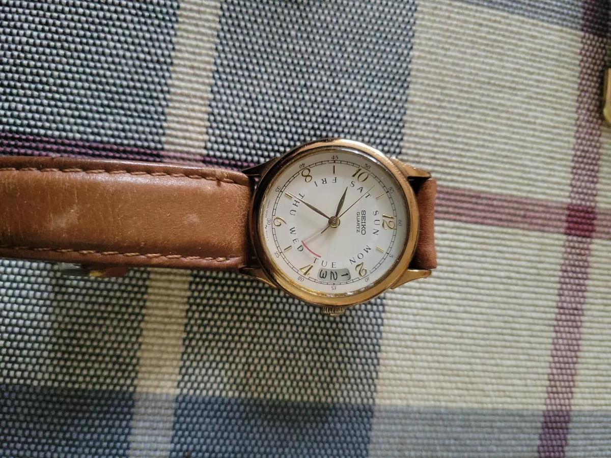 Vintage Seiko Quartz Womens Watch Brown Leather Watch
