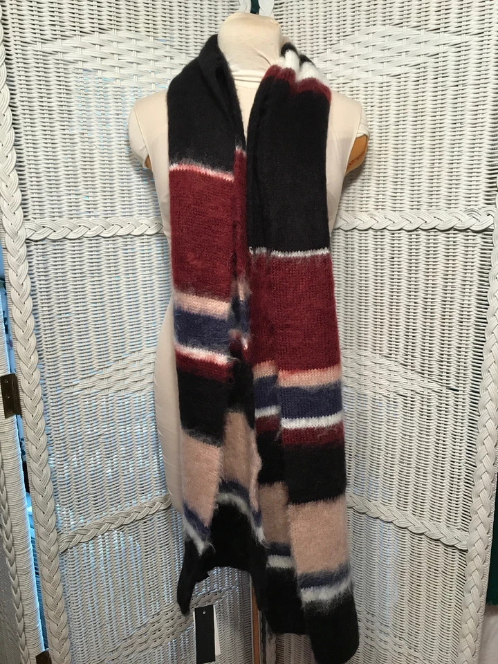 Steve Madden 88 polegadas de comprimento listra robusta difusa preta marrom azul bege marrom  - Imagem 2 de 4