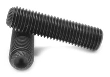 #10-32 x 3/8" Fine Thread Socket Set Screw Knurled Cup Pt Black Oxide