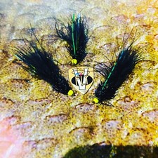3 V Fly Size 10 Ultimate Flexi Hot Legs Black & Lime Damsel Trout Flies