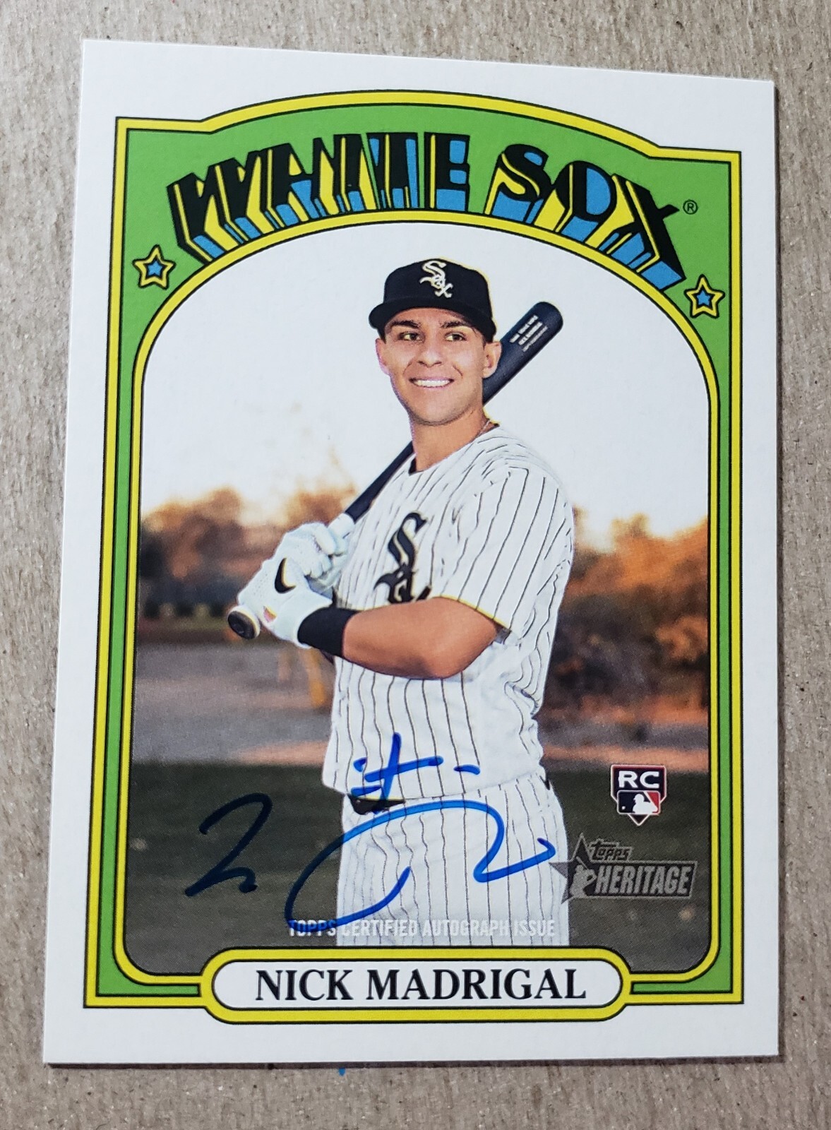 2021 Topps Heritage Real One Nick Madrigal Auto RC Chicago White Sox
