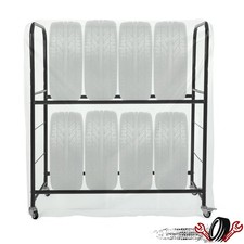 Adjustable Rolling 8 Tire Rack Garage Storage W/ Wheel For Home Workshop Garage