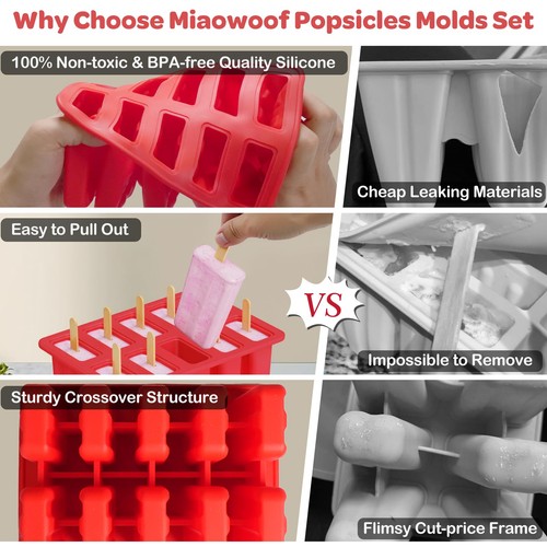 Homemade Popsicle Molds, 10-Cav Non-BPA Silicone Ice Pop Maker, with 50 Stick... - Bild 3 von 9