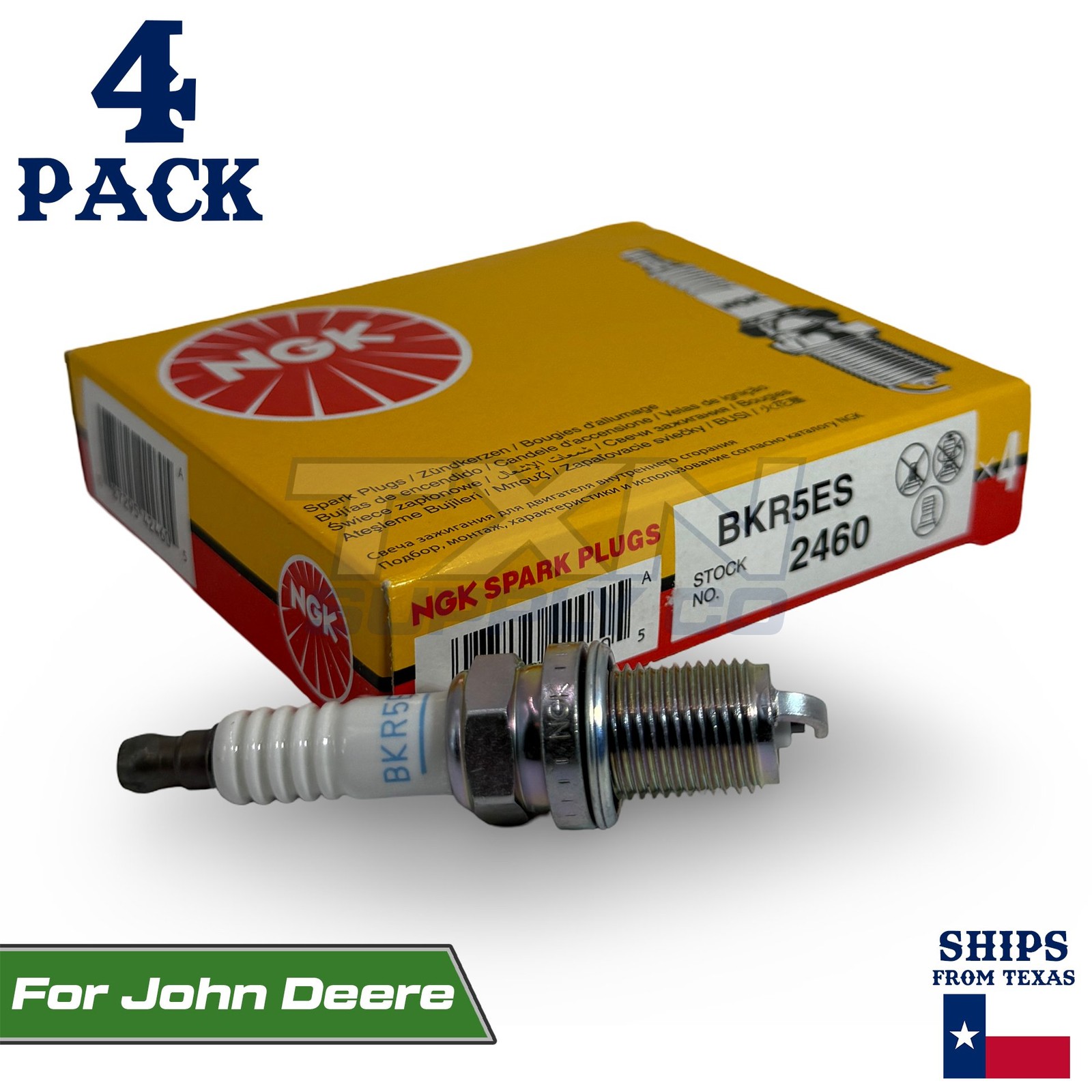 4 Pack NGK Spark Plug - For John Deere Zero-Turn Mower Z445 up to s/n 100000 M