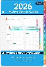 2026 Planner Refills - A5 Planner Inserts with 7-Hole Punched, JAN 2026 - DEC 20