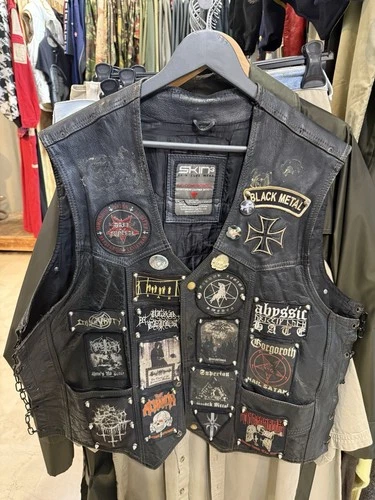 Vintage Patch Mayhem Darkthrone Black Metal Leather Nail Sleeveless Vest Rare