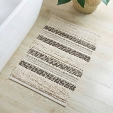 Ink Ivy Inkivy Bath Rug Hand-Woven Texture Shaggy Striped Soft Water Absorbent