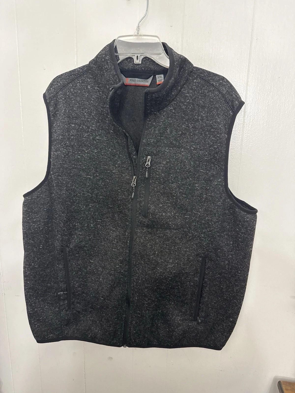 Free Country Fleece Vest XXL Charcoal Heather Full Zip Outdoor Hiking Layer