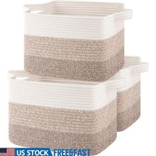 Cotton Rope Storage Baskets Set of 3 Soft Durable Organizers Home Baby Toys New