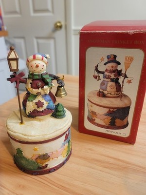 Pan Orama Snowman Trinket Box Christmas Holiday Decor