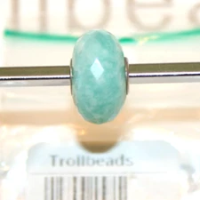 New TROLLBEADS 51806-2 Amazonite Bead Sterling Silver Core Stamped LAA 925S RARE