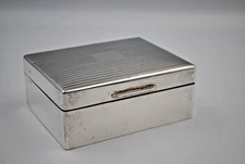 Antique Sterling Silver Cigarette Box lined with leather base