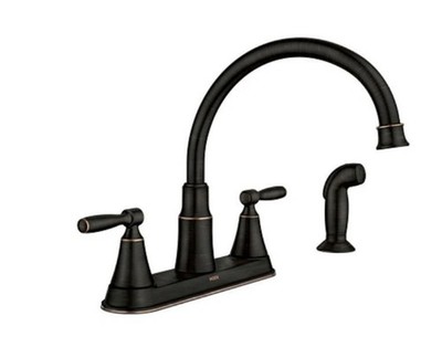 Moen Hutchinson Mediterranean Bronze Two-Handle High Arc Kitchen Faucet 87048BRB