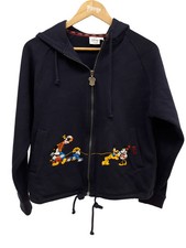 THE DISNEY STORE Ladies UK XS Navy Mickey Mouse Print Full Zip Hoodie Pre Loved