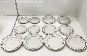 Tabletops Unlimited White Orange Floral Ceramic Plates Mugs Set Dinnerware