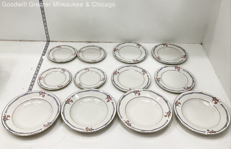 Tabletops Unlimited White Orange Floral Ceramic Plates Mugs Set Dinnerware