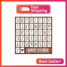 BAMIDELE 2.5 Inch Alphabet Letter Stencils, 42 Pcs Reusable Plastic Letters Numb