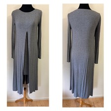 BCBGMAXAZRIA Ayana Heather Grey Layered Maxi Mini Dress XS Long Sleeve