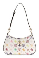 Guess Emelie Logo Top Zip Shoulder Bag Schultertasche Tasche Multi Logo Weiß Neu