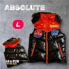 Absolute Vintage Puffer Vest L Black Red Y2K Used Slim