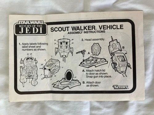 Vintage 1983 Star Wars ROTJ Scout Walker AT-ST Vehicle Instruction Manual Kenner