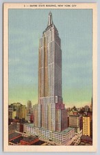 Vintage Empire State Building NYC Linen Postcard Manhattan Publishing 1930s-60s