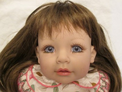 Adora Name Your Own Baby 18'' Vinyl Cloth Doll Brunette Blue Eyes Pink Dress Read