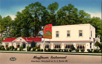 #ad Vintage Postcard Aberdeen Maryland Mayflower Restaurant With Signage $5.80