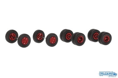 Modellbau Schwarz Radsätze Mercedes Benz Trilex Straße rot 2x Lenk-, 2x Ant