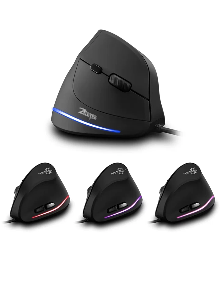 Zelotes T-20 Wired Vertical Mouse Ergonomic Rechargeable 6-key DPI Adjustable Co - Image 2 of 4